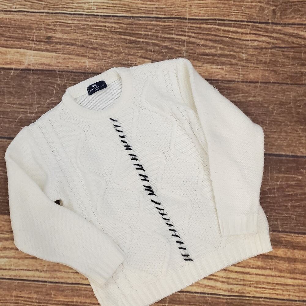 Manuell & Frank Boys Off-White Cable Knit Sweaters, sz 6 or 8